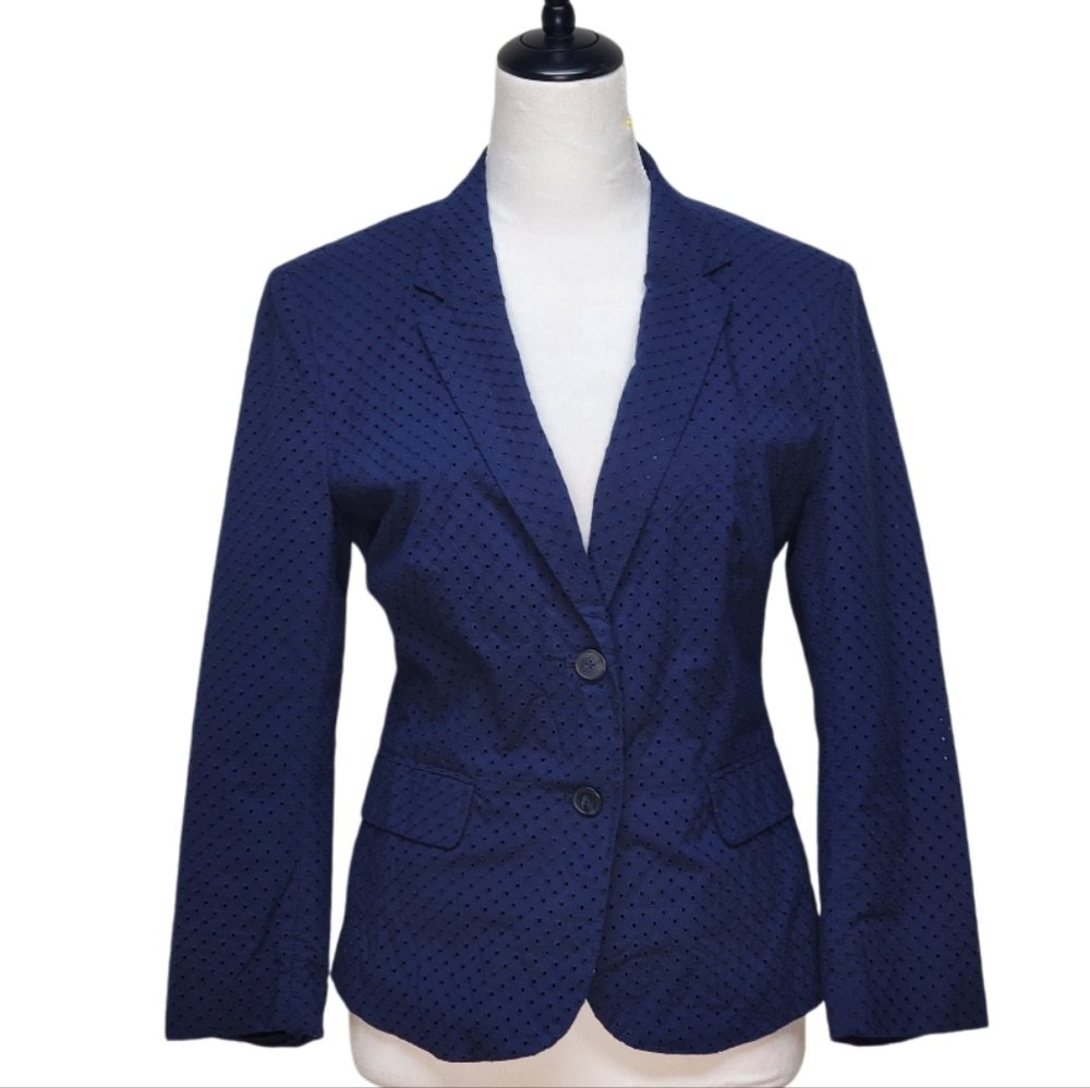 Banana Republic Navy Blue Eyelet Blazer Size 10